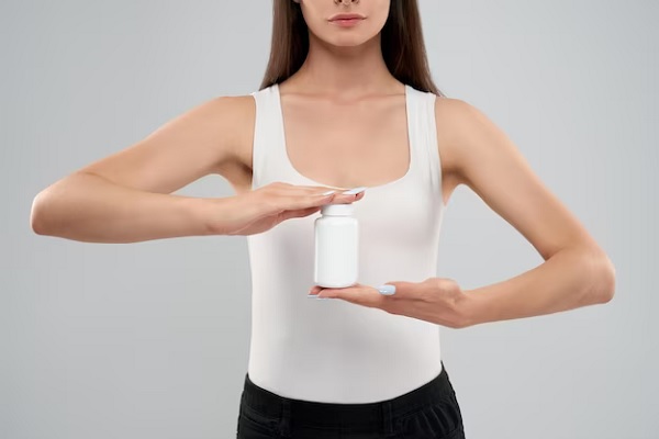 a woman with a supplement of Zinc for Hair Loss