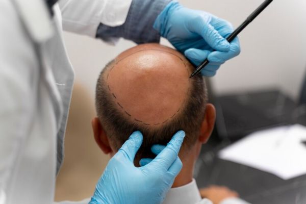man going through a hair transplant Turkey